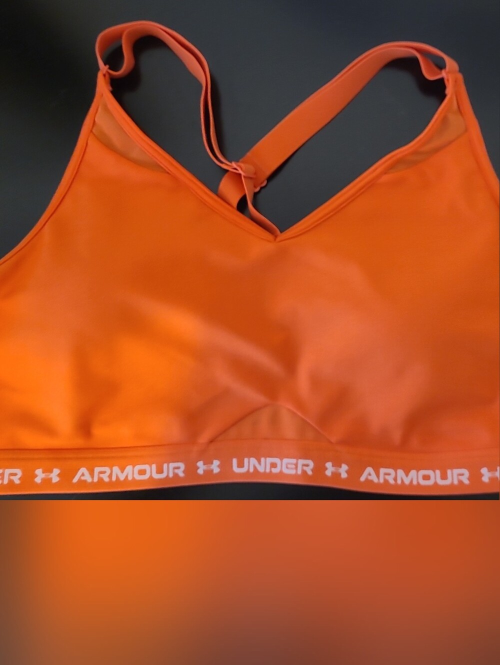 Under Armour Women's Bright Orange Adjustable-Strap Sports Bra Size XL